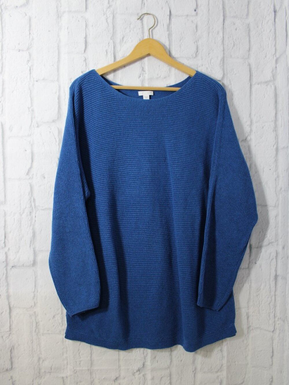 J. Jill Large Blue Boat Neck Longsleeve Knit Pullover Sweater Fall Casual Comfy